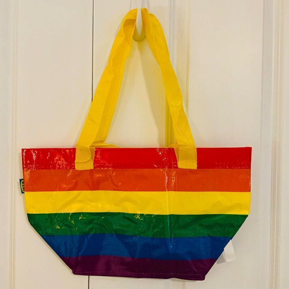 Ikea Rainbow Plastic Tote Bundle of 2 Large and Small Durable Waterproof New - Picture 2 of 9